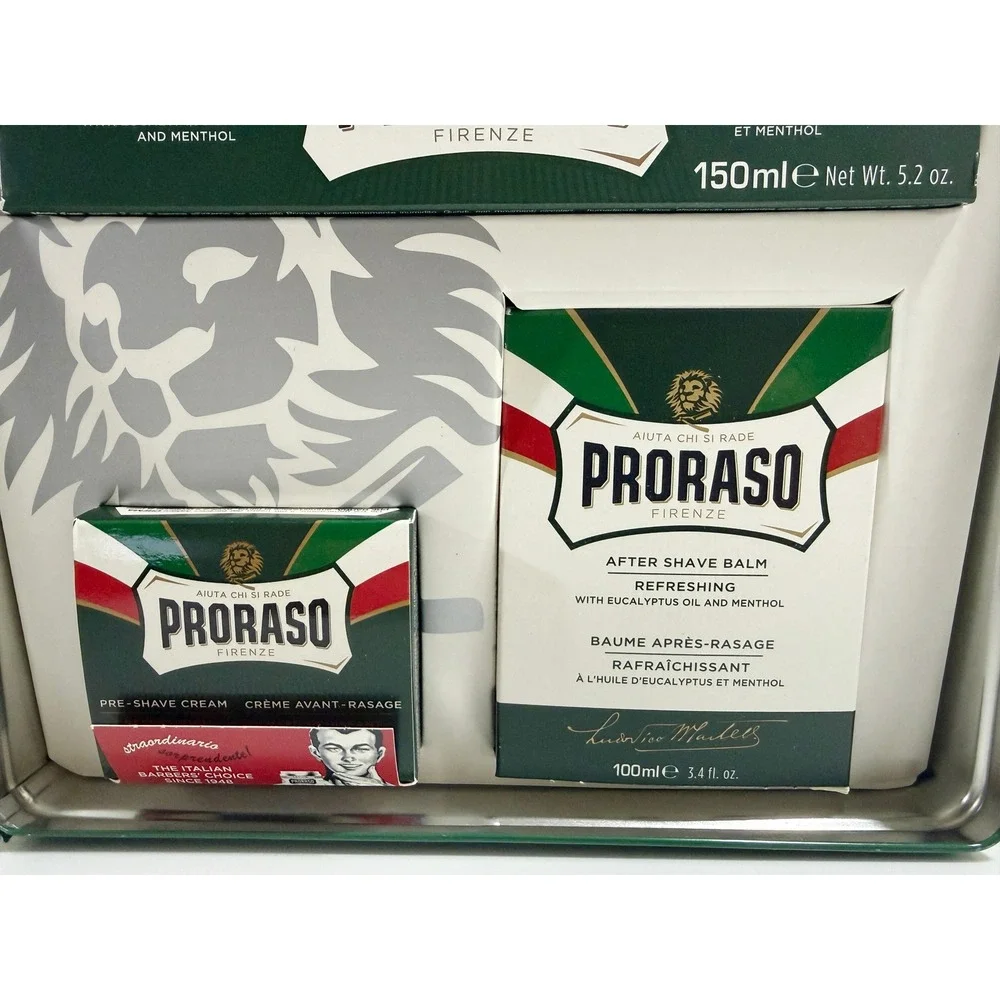 Proraso Shaving Kit Mens OS Green Gino Vintage Selection Refreshing‎ 3pc Tin Set